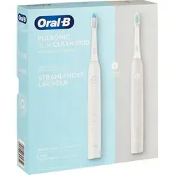 Oral-B Pulsonic Slim Clean 2900 Doppelpack - Elektrische Zahnbürsten mit Schalltechnologie, entfernt mehr Plaque als herkömmliche Bürsten. Ideal für Paare und Reisen mit zwei Handstücken und zwei Reinigungsmodi für individuelle Mundpflege.
