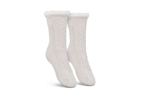 Bestlivings Haussocken Kuschelsocken "Zopfmuster" (1-Paar) Hüttensocken ABS / Teddyfutter - Norweger Socken Stoppersocken