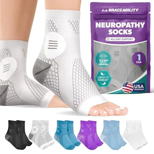 BraceAbility Neuropathy Socken für Diabetiker - Bequeme, zehenlose Socken für optimalen Tragekomfort. Hergestellt aus atmungsaktiven Materialien, bieten sie Unterstützung und Linderung bei Fußbeschwerden für Männer und Frauen.