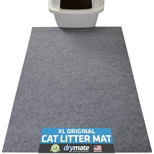 Drymate Original Katzenstreu-Matte, enthält Unordnung aus der Box für saubere Böden, urinfest, weich auf Katzenpfoten, saugfähig/wasserdicht, maschinenwaschbar, langlebig (73,7 x 91,4 cm) (hellgrau)