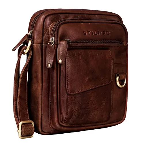 STILORD 'Ryan' Crossbody Tasche Herren - Vintage Leder Umhängetasche - Messenger-Bag aus echtem Leder mit markantem Vintage Look. Ideal für iPads bis 9,7 Zoll, mit praktischen Außentaschen für schnellen Zugriff auf Wertsachen.