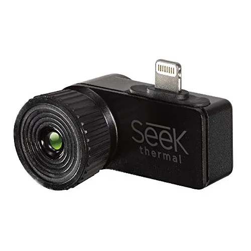 Seek Thermal Compact XR - Preiswerte Wärmebildkamera mit Erweiterter Sichtweite, Lightning Anschluss und Wasserdichtem Schutzgehäuse Kompatibel mit Apple iOS Smartphones - Schwarz LT-AAA, black