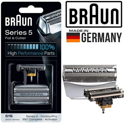 Braun 51S Kombipack - Scherkopf für Braun Rasierer Series 5, silber, optimal für eine gründliche Rasur und einfache Reinigung