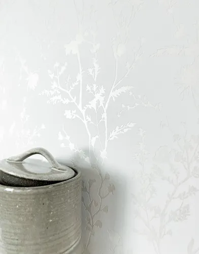 Newroom Vliestapete, Grau Tapete Modern Blumen - Blumentapete Rosentapete Hellgrau Weiß Glamour Industrial Blätter Zweige für Schlafzimmer Wohnzimmer Küche, Katya Light Grey