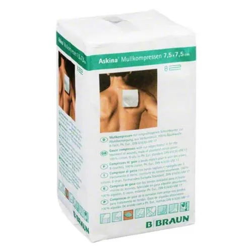 Askina Mullkompressen 7,5x7,5 cm unsteril 8fach Kompressen Inhalt: 100 St