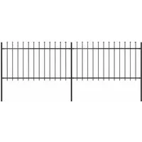 vidaXL Gartenzaun mit dekorativen Speerspitzen - Flügeltore - eleganter und stabiler Metallzaun aus pulverbeschichtetem Stahl, ideal für sichere Abgrenzungen und einfache Montage.