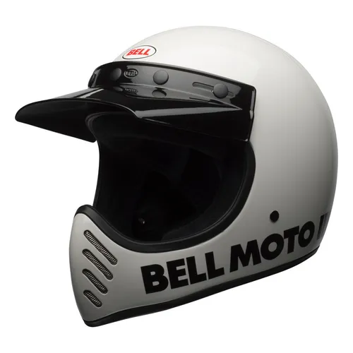 Bell Moto-3 Classic White Crosshelm M - Motorradhelm mit Fiberglass-Schale, hervorragender Belüftung und herausnehmbarem Frottee-Innenfutter, der die Legende der 70er Jahre mit modernster Technologie vereint.