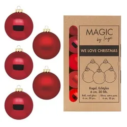 MAGIC by Inge Weihnachtsbaumkugel, Weihnachtskugeln Glas 6cm 30 Stück - Ochsenblut rot