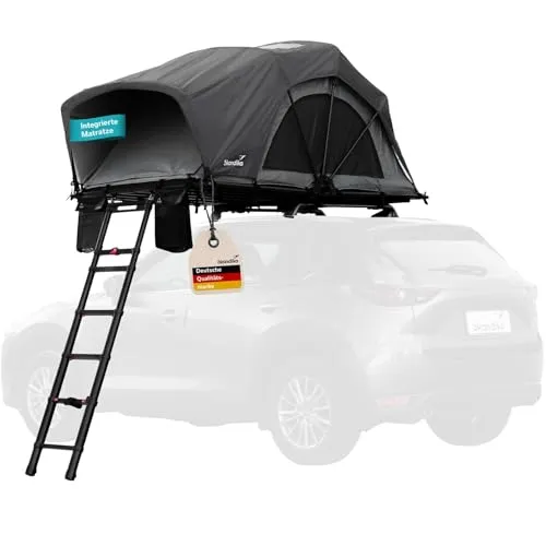 Skandika Dachzelt Skyland 2 Sleeper – Autozelt für 2 Personen mit Matratze - Erleben Sie unvergessliche Nächte unter den Sternen! Das wetterfeste Dachzelt bietet mit einer Liegefläche von 214 x 130 cm und einer hochwertigen Matratze optimalen Schlafkomfort für zwei Personen.