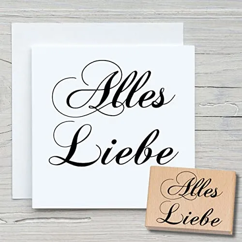 NEWSTAMPS Stempel Alles Liebe Motivstempel aus Holz & Gummi zum Karten basteln, Holzstempel, Geburtstag, Happy Birthday, Sprüche, Spruchstempel, Scrapbook, Textilstempel, Deko