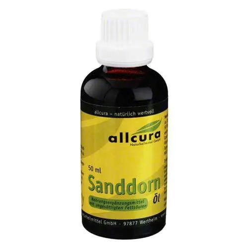 Allcura Sanddornöl 50 ml - Hochwertiges Pflanzenöl - Nahrungsergänzungsmittel mit hohem Anteil an ungesättigten Fettsäuren und Vitamin E, ideal zur Unterstützung der Gesundheit und des Wohlbefindens.