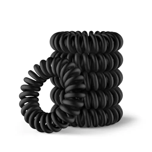 IMPERIO Spiral Haargummi - Premium Haargummis für Damen & Mädchen - Vermeide Haarbruch, Spliss & Verknotungen - Hochwertige & schonende Zopfgummis in verschiedenen Farben (Schwarz Klein)