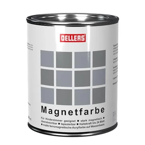 OELLERS Magnetfarbe, extra starke magnetische Wandfarbe für kreative Räume - Farben für Innenräume, wasserbasierte Magnetfarbe mit hoher Eisenpulver-Konzentration für starke Haftung und kreative Gestaltungsmöglichkeiten im Kinderzimmer.