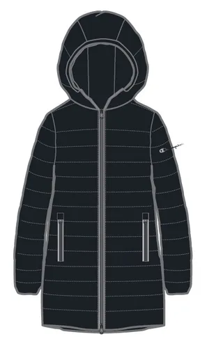 Champion Steppmantel für Damen, schwarz, Größe L - Leichte gepolsterte Funktionsjacke mit Kapuze, ideal für die Übergangszeit, bietet praktischen Stauraum in Reißverschlusstaschen.