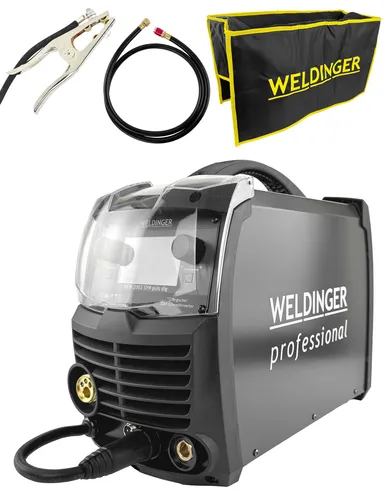 WELDINGER MEW 2002 SYN Puls-Schweißgerät - 200A - MIG/MAG-Schweißgerät mit modernem LCD-Display, ideal für Stahl, Edelstahl und Aluminium. Digitale Steuerung und Puls-Funktion für präzises Schweißen.