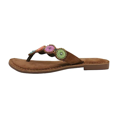 Lazamani 75453 Damen Zehensteg Sandalen, EU 37 - Stylische Sandalen aus echtem Leder mit bequemen Zehensteg, ideal für warme Sommertage und entspannte Outfits.