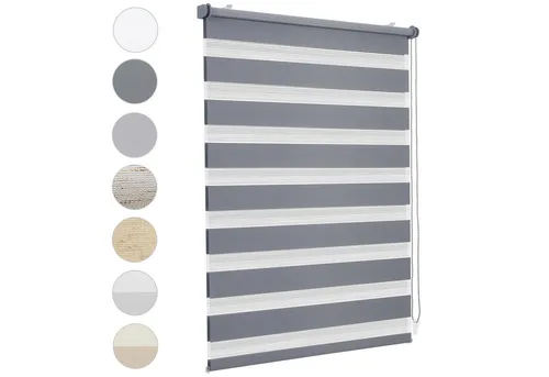 Sekey Doppelrollo Klemmfix 25 cm Dunkelgrau ohne Bohren - Praktisches Doppelrollo mit 100% Polyester, das einfach ohne Bohren installiert werden kann. Flexibler Sicht- und Sonnenschutz durch seitlich angebrachte Rollokette für jedes Zimmer geeignet.