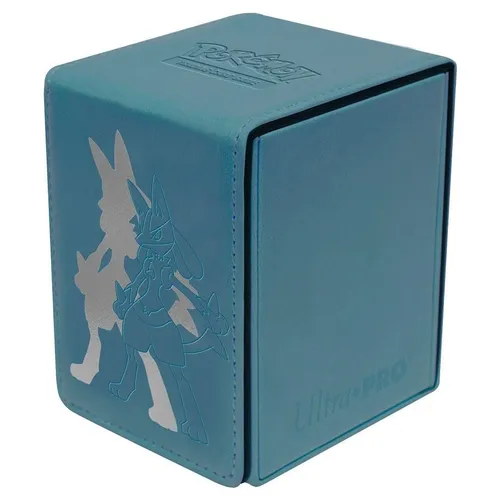 Alcove Flip Box - Ultra Pro - Elite Series - Lucario #16414 - Sammelkarten Aufbewahrung im edlen Lucario-Design, ideal für bis zu 100 doppelt gesleevte Karten, mit sicherem Magnetverschluss für Schutz und Stil.