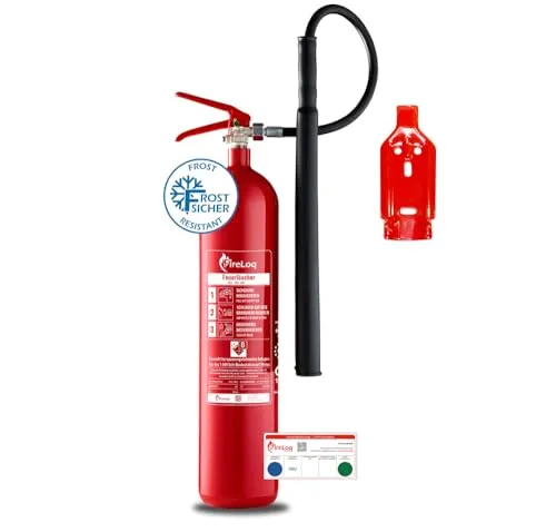 FireLoq 5kg CO2 Feuerlöscher für elektrische Anlagen - Zuverlässiger 5kg CO2 Feuerlöscher, geprüft nach EN3. Ideal für elektrische Anlagen, inklusive Wandhalter und Prüfnachweis mit 2 Jahren Gültigkeit. Sicherheit für den Ernstfall.