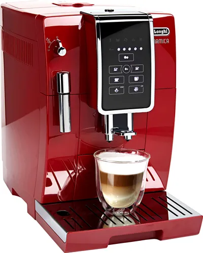 De'Longhi Kaffeevollautomat Dinamica ECAM 358.15.R - Kaffeevollautomaten mit Long Coffee Funktion für aromatischen Filterkaffee im Schwallbrühverfahren und benutzerfreundlichem Sensor-Bedienfeld.