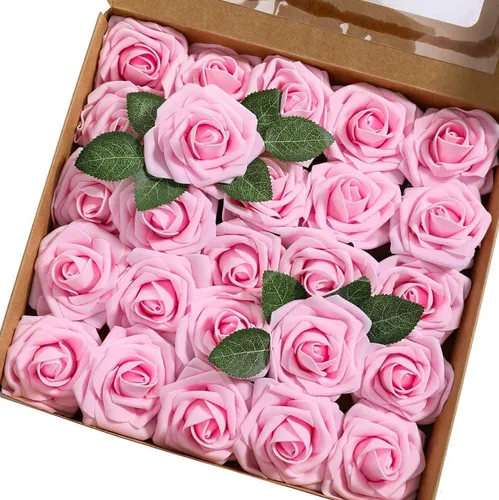 Strauß rosa Rosen, Set mit 25 dekorativen Kunstblumen-Rosen