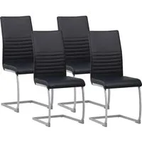 Albatros Freischwinger Stühle 4er Set MURANO, Schwarz - Stühle für Esszimmer und Küche, modernes Design mit Kunstleder-Bezug und dicker Polsterung für höchsten Sitzkomfort.