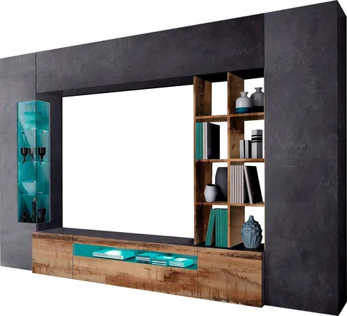 INOSIGN Wohnwand "New Egypt" - Anbauwand für stilvolle Wohnzimmer - Moderne Wohnwand aus FSC-zertifiziertem Holzwerkstoff mit viel Stauraum und grifflosen Türen. Ideal für ein elegantes und aufgeräumtes Wohnzimmer.