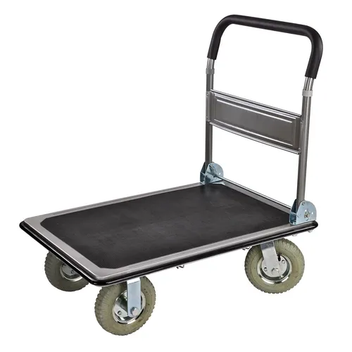 Klappbarer Plattformwagen mit Luftbereifung - Robuster Handwagen mit einer Tragfähigkeit von bis zu 300 kg. Ideal für den einfachen Transport von Lasten. Leicht und platzsparend zusammenklappbar.