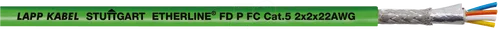 Lapp Etherline FD P FC Cat.5 Ethernet-Leitung 100m - Netzwerkkabel für Industrial Ethernet, ideal für rauhe Umgebungen, 2x2x22/7 AWG, unterstützt 10/100 Mbit/s und ist geeignet für EtherCAT und EtherNet/IP.