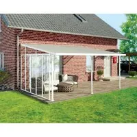 Palram - Canopia Seitenwand für Terrassendach | Weiß | 330x305 cm - Außenanbau mit stabiler Seitenwand für Schutz bei windigem Wetter. Ideal für Palram Terrassenüberdachungen, bietet Privatsphäre und ist aus rostfreiem Aluminium.