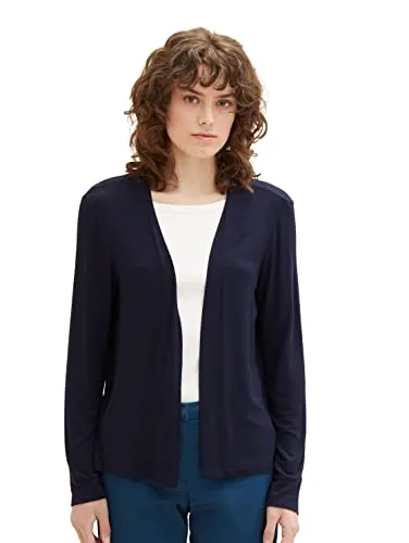 TOM TAILOR Damen Basic Sommer Cardigan - sky captain blue, XXL - Strickjacke für Damen aus weichem Jersey-Stoff, perfekt zum Überziehen im Sommer. Leicht und bequem im Regular Fit, ideal für vielseitige Outfits.