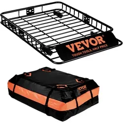 VEVOR Dachgepäckträger Korb - Universeller Dachkorb 1305 x 915 x 127 mm, 90,7 kg Tragfähigkeit, ideal für Camping und Reisen mit wasserdichter Tasche