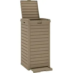 vidaXL Outdoor Mülltonne mit Doppeldeckel - Mülltonnenbox für den Außenbereich, bietet 118 Liter Stauraum, ist aus langlebigem Polypropylen und hat ein ansprechendes Design in Holz-Optik.