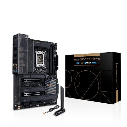 ASUS PROART Z690-CREATOR WIFI Content Creator Mainboard Sockel Intel LGA 1700 (Intel Z690, PCIe 5.0, DDR5, Thunderbolt 4, WiFi6m Quick Charge 4+) Schwarz