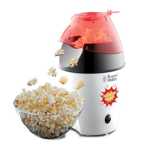 Russell Hobbs Popcornmaschine Fiesta - Testsieger Heißluft Maker - Popcornmaschine für gesundes Popcorn ohne Fett & Öl, 1290W Leistung für schnelles Zubereiten in unter 3 Minuten. Ideal für Filmabende!