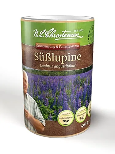 Süßlupine | Chrestensen Pflanzensamen Lupinen Saatgut 400g - Ideal für nachhaltige Gärtnerei: Fördert die Bodenfruchtbarkeit und dient als Bienenweide. Hoher Eiweißgehalt und natürliche Stickstoffsammlung verbessern Sandböden effizient.