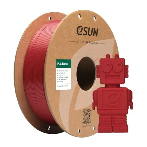 eSUN PLA Filament 1.75mm, PLA Basic 3D Drucker Filament Maßgenauigkeit +/- 0.03mm, 1KG Spule (2.2 LBS) Super Speedy PLA Filament für 3D Drucker, Brandbekämpfung Rot