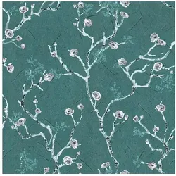 Profhome 387394-GU Blumen Tapete Asiatisch matt türkis petrol weiß 5,33 m2