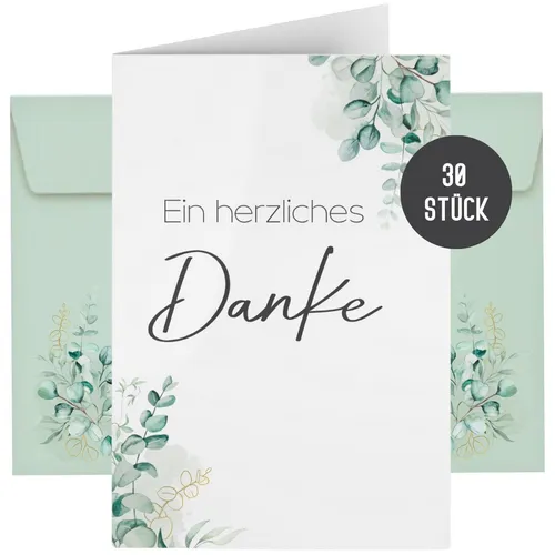 Things of Happiness Dankeskarte 15 Dankeskarten inkl. Briefumschläge, Dankeskarten Set, Dankeskarte Hochzeit Taufe Geburt