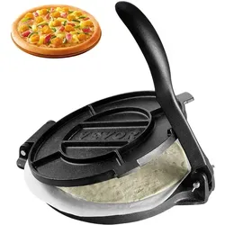 VEVOR Tortilla-Presse 25 cm – Robuste Gusseisen-Tortilladora - Teigpressen für perfekte Tortillas, hergestellt aus langlebigem Gusseisen mit ergonomischem Griff und inklusive 100 Blatt Pergamentpapier für müheloses Pressen.