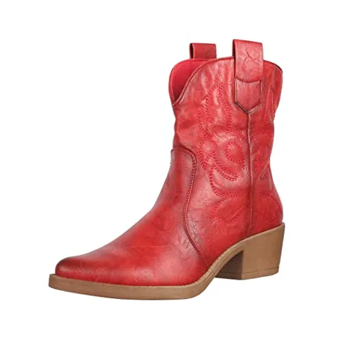 Elara Damen Cowboy Stiefeletten Chunkyrayan 301-A31P Rot - Trendige Cowboy-Stiefeletten von Elara, bequem und vielseitig kombinierbar. Ideal für verschiedene Looks, pflegeleicht und aus hochwertigem Material gefertigt.