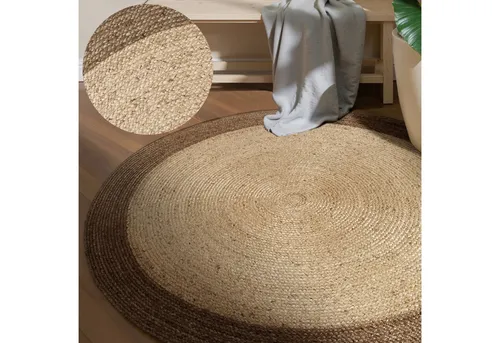 HANSE Home Teppich Jutta, rund aus 100% Jute - Flachgewebe-Teppich, handgewebt, strapazierfähig und ideal für ein stilvolles Boho- oder Skandi-Interieur.