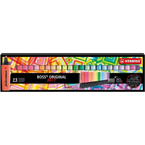 Stabilo Textmarker Boss Original Arty Set, 23 Pastellfarben - Schreibutensilien: 23 leuchtende Pastellfarben mit Anti-Dry-Out Technology für 4 Stunden Austrocknungsschutz. Perfekt zum ressourcenschonenden Markieren, nachfüllbar und Made in Germany.