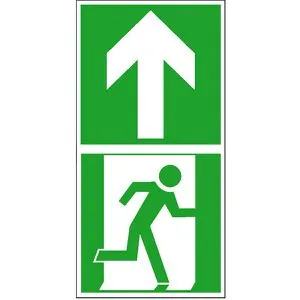 SafetyMarking Bodenmarkierung ISO 7010 E001 + E005 - Schilder für Notausgänge, nachleuchtend mit bis zu 50 Stunden Leuchtkraft, selbstklebend und rutschhemmend, ideal für Sicherheit in öffentlichen Gebäuden.