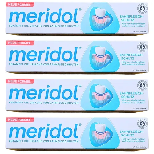 Meridol Zahnpasta Zahnfleischschutz – Effektiver Schutz für gesundes Zahnfleisch, (4 x 75 ml, 4-St)