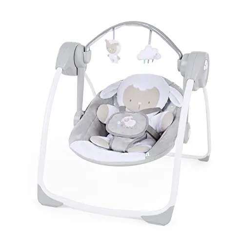 Ingenuity Tragbare Babyschaukel Cuddle Lamp - Babywippen & -schaukeln mit 6 Schaukelgeschwindigkeiten, 12 beruhigenden Melodien und abnehmbarem Spielbügel für Unterhaltung und Komfort.