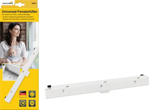 Schellenberg 46600 Universal-Fensterlüfter - Fenstersicherungen für kontinuierliche Luftzirkulation bei geschlossenem Fenster, reduziert Luftfeuchtigkeit und Schimmelbildung, einfache Montage und optisch unauffällig.
