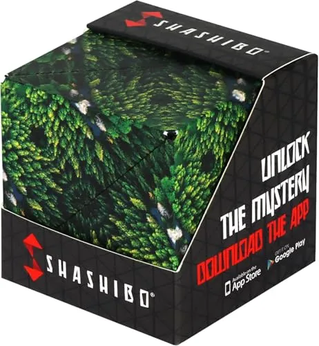 Shashibo Formwechsel-Box – Preisgekrönter, patentierter Zappelwürfel mit 36 Seltenerdmagneten – lässt Sich in über 100 Formen verwandeln (Forest)