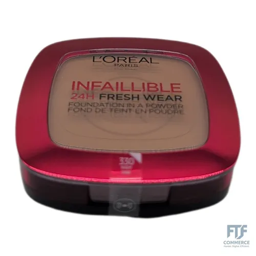 L'Oréal Paris Infaillible 24H Fresh Wear Make-Up-Puder 330 Hazelnut, mattierendes Make-Up-Puder, wasserfest, schweißfest, bis zu 24H Halt