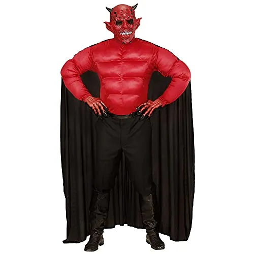 W WIDMANN MILANO Party Fashion - Kostüm Teufel, Muskelshirt mit Umhang, Dämon, Verkleidung Halloween